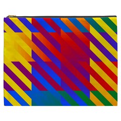 Gay Pride Rainbow Diagonal Striped Checkered Squares Cosmetic Bag (xxxl) by VernenInk