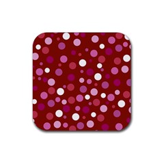 Lesbian Pride Flag Scattered Polka Dots Rubber Coaster (square)  by VernenInk