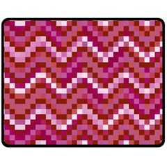 Lesbian Pride Pixellated Zigzag Stripes Fleece Blanket (medium)  by VernenInk