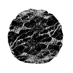 Black And White Abstract Textured Print Standard 15  Premium Flano Round Cushions by dflcprintsclothing