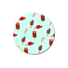 Ice Cream Pattern, Light Blue Background Magnet 3  (round) by Casemiro