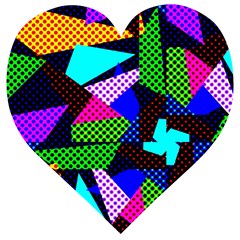 Trippy Blocks, Dotted Geometric Pattern Wooden Puzzle Heart by Casemiro
