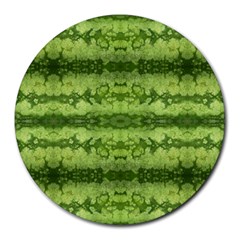 Watermelon Pattern, Fruit Skin In Green Colors Round Mousepads by Casemiro