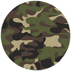 Texture Military Camouflage-repeats Seamless Army Green Hunting Wooden Puzzle Round by Vaneshart