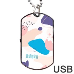Hand Drawn Abstract Organic Shapes Background Dog Tag Usb Flash (two Sides)