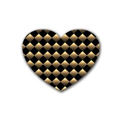 Golden-chess-board-background Rubber Coaster (heart)  by Vaneshart