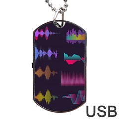 Colorful-sound-wave-set Dog Tag Usb Flash (two Sides)