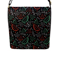 Seamless-vector-pattern-with-watermelons-mint -- Flap Closure Messenger Bag (l)