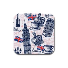 London-seamless-pattern Rubber Square Coaster (4 Pack)  by Vaneshart