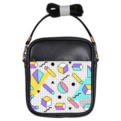 Tridimensional-pastel-shapes-background-memphis-style Girls Sling Bag by Vaneshart