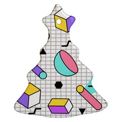 Tridimensional-pastel-shapes-background-memphis-style Christmas Tree Ornament (two Sides) by Vaneshart