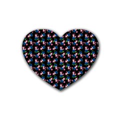 Goth Girl In Blue Dress Black Pattern Rubber Coaster (heart)  by snowwhitegirl
