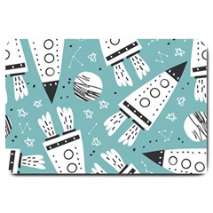 Cute Seamless Pattern With Rocket Planets Stars Large Doormat  by BangZart