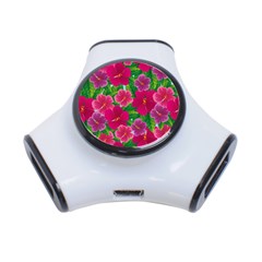 Background Cute Flowers Fuchsia With Leaves 3-port Usb Hub by BangZart