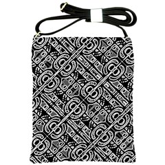 Linear Black And White Ethnic Print Shoulder Sling Bag by dflcprintsclothing