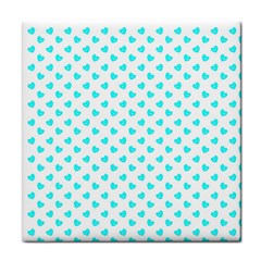 White Light Blue Hearts Pattern, Pastel Sky Blue Color Face Towel by Casemiro