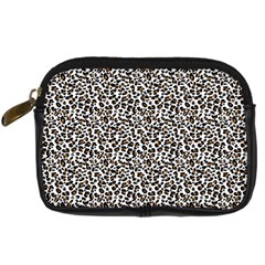 Leopard Spots Pattern, Geometric Dots, Animal Fur Print Digital Camera Leather Case by Casemiro