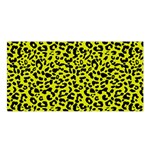 Leopard spots pattern, yellow and black animal fur print, wild cat theme Satin Shawl Front