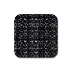 Black And White Ethnic Ornate Pattern Rubber Coaster (square)  by dflcprintsclothing