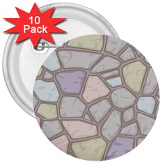 Cartoon Colored Stone Seamless Background Texture Pattern 3  Buttons (10 Pack)  by BangZart