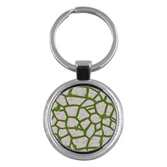 Cartoon Gray Stone Seamless Background Texture Pattern Green Key Chain (round) by BangZart