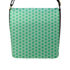 Polka Dots Mint Green, Pastel Colors, Retro, Vintage Pattern Flap Closure Messenger Bag (l) by Casemiro