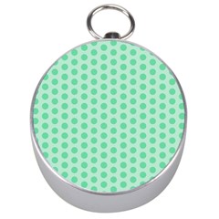 Polka Dots Mint Green, Pastel Colors, Retro, Vintage Pattern Silver Compasses by Casemiro
