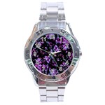 Abstract Intricate Texture Print Stainless Steel Analogue Watch