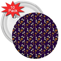Clown Ghost Pattern Purple 3  Buttons (10 Pack)  by snowwhitegirl