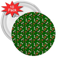 Clown Ghost Pattern Green 3  Buttons (10 Pack)  by snowwhitegirl