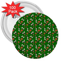 Clown Ghost Pattern Green 3  Buttons (100 Pack)  by snowwhitegirl