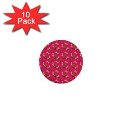 Clown Ghost Pattern Pink 1  Mini Buttons (10 Pack)  by snowwhitegirl