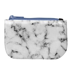 White Faux Marble Texture  Large Coin Purse by Dushan