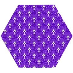 White And Purple Art-deco Pattern Wooden Puzzle Hexagon by Dushan