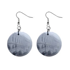 Fog Winter Scene Venice, Italy Mini Button Earrings by dflcprintsclothing