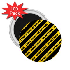 Warning Colors Yellow And Black - Police No Entrance 2 2 25  Magnets (100 Pack)  by DinzDas