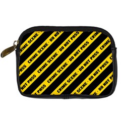 Warning Colors Yellow And Black - Police No Entrance 2 Digital Camera Leather Case by DinzDas