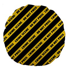 Warning Colors Yellow And Black - Police No Entrance 2 Large 18  Premium Round Cushions by DinzDas