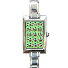 Lady Bug Fart - Nature And Insects Rectangle Italian Charm Watch by DinzDas