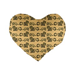 Inka Cultur Animal - Animals And Occult Religion Standard 16  Premium Flano Heart Shape Cushions by DinzDas