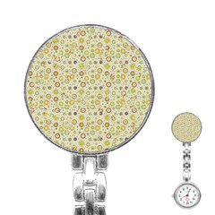 Abstract Flowers And Circle Stainless Steel Nurses Watch by DinzDas