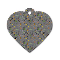 Abstract Flowers And Circle Dog Tag Heart (one Side) by DinzDas