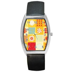 Abstract Flowers And Circle Barrel Style Metal Watch by DinzDas