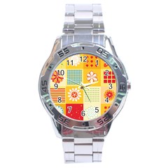 Abstract Flowers And Circle Stainless Steel Analogue Watch by DinzDas