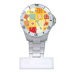 Abstract Flowers And Circle Plastic Nurses Watch by DinzDas