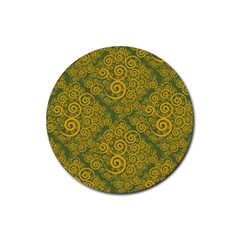 Abstract Flowers And Circle Rubber Coaster (round)  by DinzDas