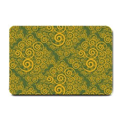 Abstract Flowers And Circle Small Doormat  by DinzDas