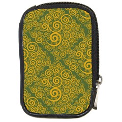 Abstract Flowers And Circle Compact Camera Leather Case by DinzDas