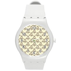 Abstract Flowers And Circle Round Plastic Sport Watch (m) by DinzDas