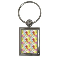 Abstract Flowers And Circle Key Chain (rectangle) by DinzDas